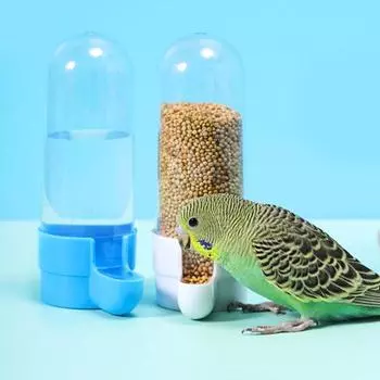 Кормушка для воды для птиц, большая емкость, брызгозащищенный прозрачный контейнер для домашних животных, попугай, подвесной белый