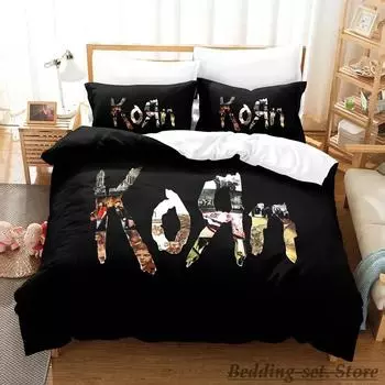 Korn rock Постельное белье Комплект Односпальный Полуторный Двуспальный Кингсайз Комплект для кровати Взрослый Детский Спальня Комплекты пододеяльников Аниме постельное белье Кровать EU Single 135x200cm