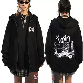 Korn толстовки на молнии рок-группа WORLD TOUR толстовки в стиле хип-хоп уличная куртка на молнии для мужчин и женщин флисовая одежда с длинным рукавом Y2K 3XL