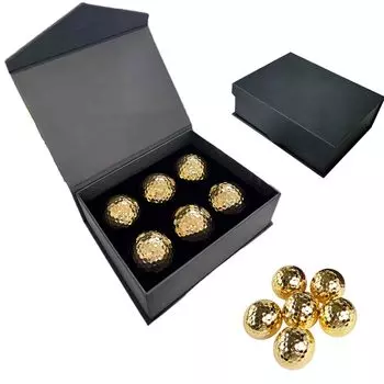 Коробка 6 мячей для гольфа GOLD Позолоченные интересные интересные мячи для гольфа Подарочный набор из 6 [Подарок включен] Коробка, золотой