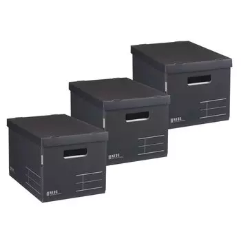 Коробка для хранения KOKUYO NEOS обычного размера с крышкой, набор из 3 шт., цвет черный AM-NE983DX3