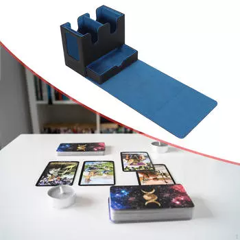 Коробка для карточек, чехол для бейсбольных карточек, игровой держатель из искусственной кожи премиум-класса Black Blue