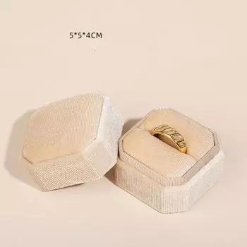 Коробка для колец из вельвета 5x5x4 см, маленькая, четырехцветная, с шестигранной головкой, фланелевая шкатулка для колец на свадьбу и помолвку double ring трава зеленый