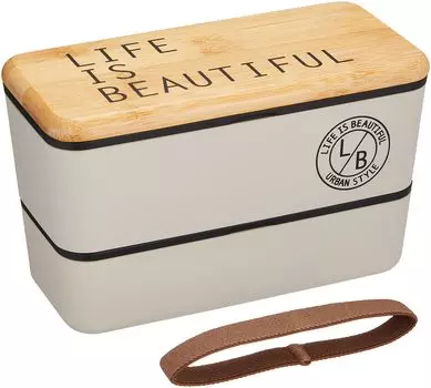 Коробка для ланча Showa Bento Box Nest Stamp Bamboo x Gray 2 яруса Нижний ярус 400 мл Верхний ярус 590 мл Компактный тип хранения Сделано в Японии 77084 Мужская Д/Б