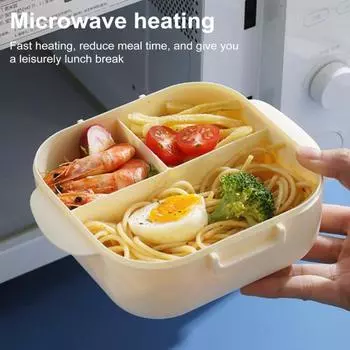 Коробка для ланча Yousheng Bento Box с 3 отделениями, герметичная, 900 мл, контейнеры для еды, стаканчики для торта для взрослых, детей и малышей темно-синий