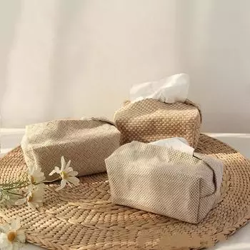 Коробка для салфеток из хлопка и льна в японском стиле, простая домашняя коробка для сцеживания, сумка для хранения, креативный домашний обеденный стол для гостиной One size