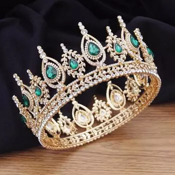 Королевская королева, круглая диадема, великолепные хрустальные свадебные диадемы и короны, свадебные украшения для волос, украшения для головы невесты, вечерние, выпускной