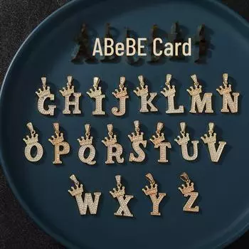 Корона Ключица Цепь: Ожерелье с подвеской в виде буквы ручной работы с инкрустацией из циркония - 26 английских алфавитов Crown-Letter O (without chain)
