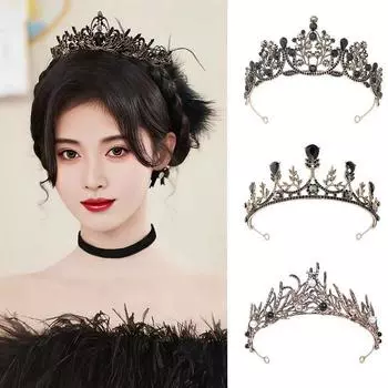 Корона на день рождения в стиле барокко премиум-класса Muse Hepburn Style Свадебная невеста Черная корона Головной убор Принцесса Аксессуары для волос
