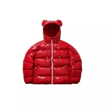 Короткая куртка-пуховик с капюшоном от Li Ning X Disney Collaboration, зимняя женская куртка цвета киноварно-красного AYMP144-2 XXL