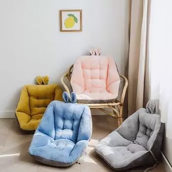 Короткая плюшевая подушка для сиденья с рисунком из мультфильма, износостойкая ультра-толстая супер мягкая мягкая подушка для сидения, декор подушки для стула жёлтый