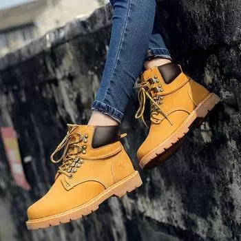 Короткие ботинки Кожаные ботинки Martin Мужские ботинки Ботинки Tooling Boots Локомотивные ботинки Женские ботинки для активного отдыха из коровьей кожи Женские высокие ботинки Ботинки Rhubarb 35 небесно-голубой