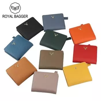 Короткие кошельки Royal Bagger для женщин из натуральной коровьей кожи, кошелек для монет в корейском стиле, модный двойной кошелек, кошелек с держателем для карт 1575