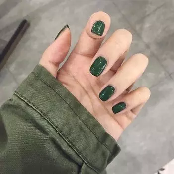 Короткие квадратные зеленые накладные ногти, глянцевая коллекция Pure Color, 24 шт., акриловая наклейка с полным покрытием на ногтях с желейным клеем для женщин и девочек, дизайн ногтей (зеленый)