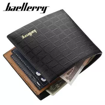 Короткие стильные кошельки Baellerry с крокодиловым узором, модный мужской кожаный кошелек с держателем для карт, кошелек 12cm*10cm*2cm чёрный