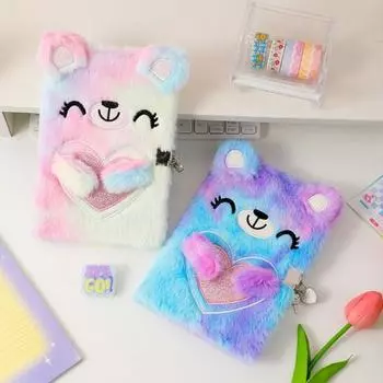 Короткий бархатный чехол для письма, практичный блокнот формата А5 с замком, запираемый плюшевый дневник для девочек-подростков разноцветный