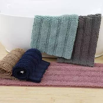Короткий бархатный коврик из синели, длинный коврик для двери, впитывающий нескользящий коврик для ванной комнаты, ковер для спальни 43x61cm