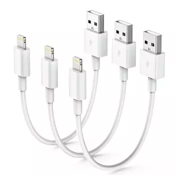 Короткий кабель для зарядки iPhone длиной 20 см, кабель Lightning для быстрой зарядки iPhone, портативный кабель для быстрой зарядки, совместимый с передачей данных, зарядное устройство для iPhone белый
