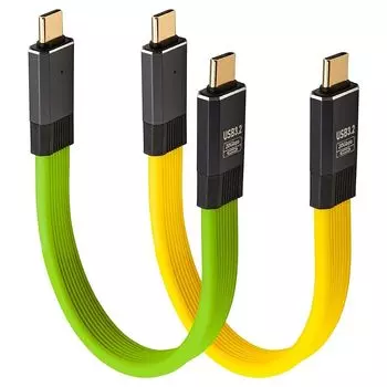 Короткий кабель Leehitech 20,2 м 100 Вт USB C, высокоскоростная передача данных 20 Гбит/с, кабель USB-C - плоский 8K@60 Гц, синхронизация видео и данных. iPhone 16/15 серии,