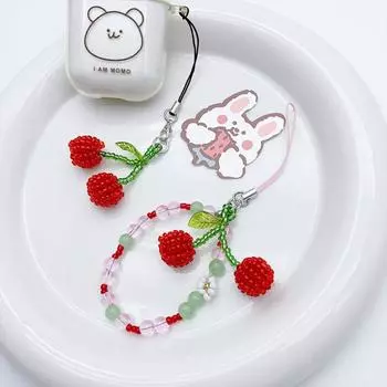 Короткий летний кулон в виде вишни, бисерный шнурок для телефона в виде вишни, подвески для мобильного телефона Y2K, ювелирные изделия, подарок
