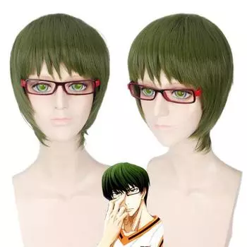 Короткий парик для косплея Kuroko no Basuke SHUTOKU Midorima Shintaro, костюм Куроко для баскетбола, термостойкие синтетические волосы, мужские парики 32-35cm зелёный