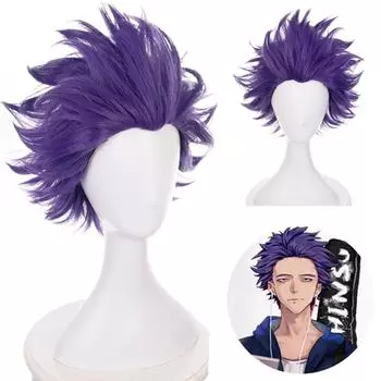 Короткий синтетический парик WTB Purple Explosive Hairstyle для косплея «My Hero Academy» - Shinso Hitoshi Halloween Festival Short Paric 12CM