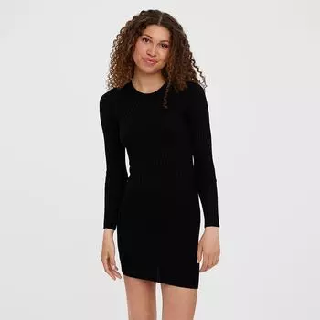 Короткое черное облегающее платье с круглым вырезом Женщины VERO MODA XS чёрный