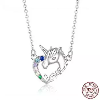 Короткое ожерелье Lucky Licorne Heart для женщин, короткое колье из стерлингового серебра 925 пробы, модный ювелирный аксессуар