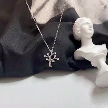 Короткое ожерелье с цепочкой на ключицу Super Fairy Cold Wind Tree Diamond для женщин