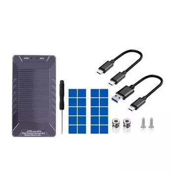 Корпус M.2 NVMe A SSD, 2 поддерживаемых диска, алюминиевый сплав USB3.2 M.2 SSD Case Caddy для SSD 2230/2242/2260/2280