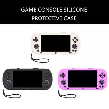 Корпус с полным покрытием для игровой консоли Trimui Smart Pro, силиконовый защитный чехол, устойчивый к царапинам, со шнурком чёрный