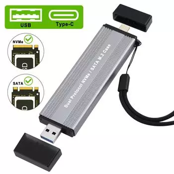 Корпус SSD M2 с двумя протоколами USB3.0/Type-C на M.2 NVME SATA SSD адаптер 10 Гб USB3.1 Gen2 USB C внешний SSD-бокс M/B&M Key