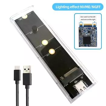 Корпус твердотельного накопителя M.2 NVMe/NGFF Корпус SSD Жесткий диск USB 3.1 Type C No light NGFF