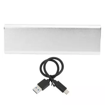 Корпус жесткого диска M.2 NGFF SSD B Key USB3.1 Type C 10 Гбит/с Высокоскоростная передача данных Металлический сплошной серебряный