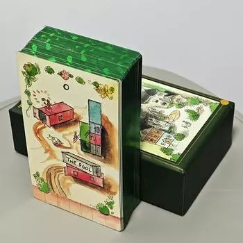 Корпусная колода Таро 12*7 см, 78 шт. Карты Таро на каждый день, напечатанные на картоне плотностью 350 GSM, упакованные в жесткую коробку с зелеными позолоченными краями