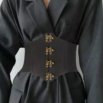 Корсетный пояс из искусственной кожи Yousheng с широкими полями, эластичный пояс в стиле ретро для женщин, регулируемый корсет, утягивающий талию S