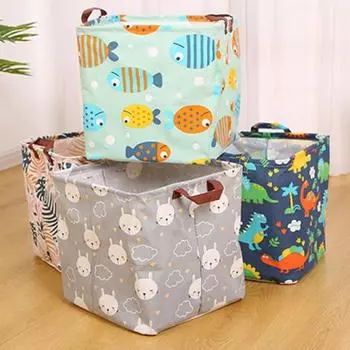 Корзина для белья большой емкости с рисунком из мультфильмов, складной куб для хранения вещей, органайзер для шкафа, хозяйственные принадлежности A