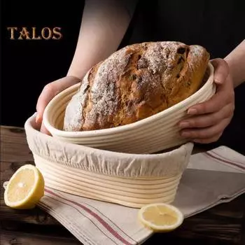 Корзина для брожения из ротанга для выпечки хлеба на закваске, круглый овальный набор ручной работы, домашний декор, кухонный помощник 21 cm