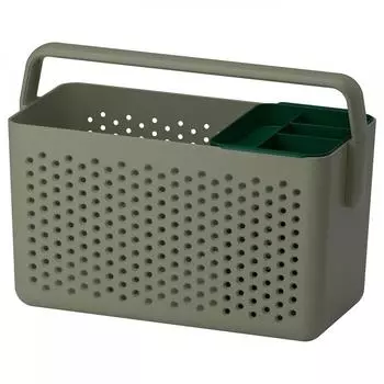 Корзина для хранения IKEA UPPR MEN серо-зеленая 35x17x25 см