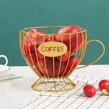 Корзина для хранения кофе, практичный прочный железный держатель для кофейных стручков, капсульный органайзер для дома чёрный