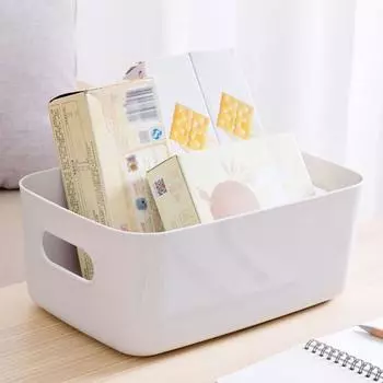 Корзина для хранения, сплошной цвет, компактный пластиковый держатель для макияжа, домашний декор S серый