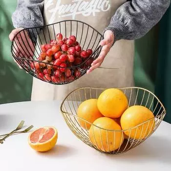 Корзина для хранения вазы с фруктами, железная художественная корзина с фруктами, скандинавский домашний органайзер для дома, гостиной, тарелки с фруктами, закуски, кухонный органайзер