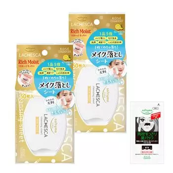 Kose Softimo Lacheska Cleansing Moisture Sheet Rich Moist 50 листов набор из 2 шт с бонусом