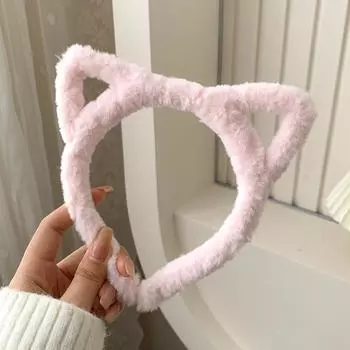 Кошачьи ушки женская повязка на голову шерстяная бархатная повязка на голову головной убор для девочек мытье плюш белый