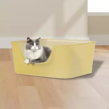 Кошачий туалет для котят, домашних кошек, горшок, туалет, поддон для просеивания, песочница жёлтый