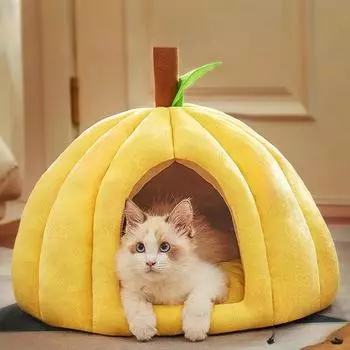 Кошачий туалет Four Seasons Universal Cat Bed Dog Litter Cat Closed Safe Sleeping Nest Escape House Pumpkin Thickened Pet Nest S 43*43*36