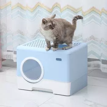 Кошачий туалет, полузакрытый, в унитазе, большой, дезодорирующий, для кошек серый