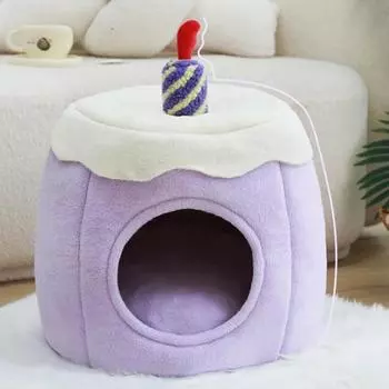 Кошачий туалет Purple Taro Cake, милый домик для кошек, домик для домашних животных, теплый и устойчивый к царапинам домик для кошек