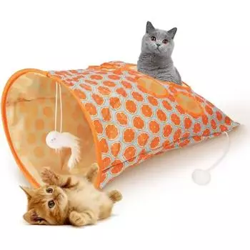 Кошачий туннель, сумка, игрушки для кошек, игровая трубка, дрессировка котят, интерактивная игра, веселая игрушка, подвесная мышь, шуршащие звуки, туннель с мячом зелёный