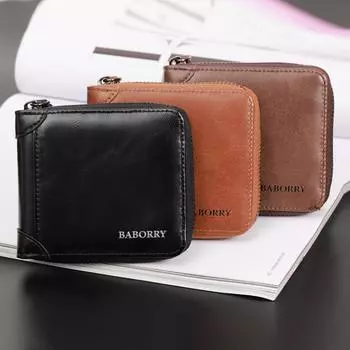 Кошельки Новые мужские классические кожаные карманы Держатель для кредитных карт/ID карт Кошелек-кошелек чёрный
